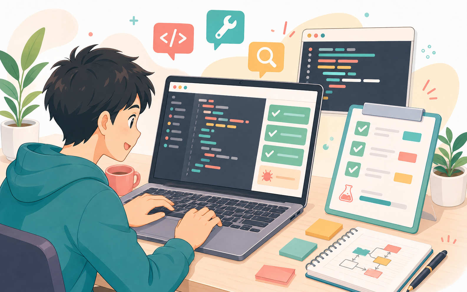 GPT-5.5でソフトウェア開発を進めるイラスト